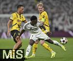 22.10.2024, Fussball UEFA Champions League 2024/2025, 3.Spieltag, Real Madrid - Borussia Dortmund, im Estadio Santiango Bernabeu in Madrid (Spanien), v.l. Felix Nmecha (Borussia Dortmund) , Vinicius Junior (Real Madrid) und Julian Brandt (Borussia Dortmund) 


