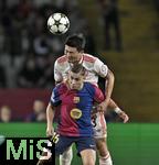 23.10.2024, Fussball UEFA Champions League 2024/2025, 3.Spieltag, FC Barcelona - FC Bayern Mnchen, im Estadi Olimpic Lluis Companys (Barcelona).
v.l. Fermin Lopez (FC Barcelona) gegen Minjae Kim (Bayern Mnchen) 

