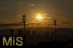 23.10.2024, Fussball UEFA Champions League 2024/2025, 3.Spieltag, FC Barcelona - FC Bayern Mnchen, im Estadi Olimpic Lluis Companys (Barcelona). Abendstimmung im Olympiapark, Blick auf die Stadt im Sonnenuntergang
 

