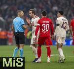 06.11.2024,  Fussball UEFA Championsleague 2024/2025: 4.Spieltag,  FC Bayern Mnchen - Benfica Lissabon, in der Allianz-Arena Mnchen.  Schiedsrichter Davide Massa (Italien) diskutiert mit Harry Kane (FC Bayern Mnchen) 
