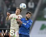 10.11.2024, Fussball 1. Bundesliga 2024/2025, 10. Spieltag, FC Augsburg - TSG 1899 Hoffenheim, in der WWK-Arena Augsburg, v.l. Kristjan Jakic (FC Augsburg) gegen Florian Grillitsch (TSG 1899 Hoffenheim) 
 

