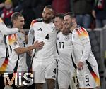 16.11.2024, Fussball UEFA Nations League 2024/25, Gruppe 3, 5.Spieltag, Deutschland - Bosnien-Herzegowina, im Europa-Park-Stadion (Freiburg), Torjubel nach dem 4:0 v.l. JJosua Kimmich (Deutschland), Jonathan Tah (Deutschland), Florian Wirtz (Deutschland) und Pascal Gross (Deutschland) jubeln.