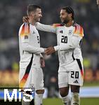 16.11.2024, Fussball UEFA Nations League 2024/25, Gruppe 3, 5.Spieltag, Deutschland - Bosnien-Herzegowina, im Europa-Park-Stadion (Freiburg) v.l. Pascal Gross (Deutschland) und Serge Gnabry (Deutschland) jubeln