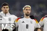 16.11.2024, Fussball UEFA Nations League 2024/25, Gruppe 3, 5.Spieltag, Deutschland - Bosnien-Herzegowina, im Europa-Park-Stadion (Freiburg), Kai Havertz (Deutschland) und Robert Andrich (Deutschland) beid er Hymne 