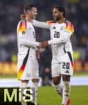 16.11.2024, Fussball UEFA Nations League 2024/25, Gruppe 3, 5.Spieltag, Deutschland - Bosnien-Herzegowina, im Europa-Park-Stadion (Freiburg), v.li: Pascal Gross (Deutschland), Serge Gnabry (Deutschland) gut gelaunt  