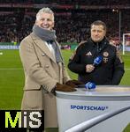 03.12.2024, Fussball DFB-Pokal 2024/2025, Achtelfinale, FC Bayern Mnchen - Bayer Leverkusen, in der Allianz-Arena Mnchen. Sportvorstand Max Eberl (re, Bayern Mnchen) und Bastian Schweinsteiger (li) beim TV-Interview.