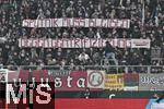 14.12.2024, Fussball 1. Bundesliga 2024/2025, 14. Spieltag, FC Augsburg - Bayer Leverkusen, in der WWK-Arena Augsburg, Die Augsburger Fans halten ein Spruchband hoch
 

