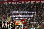 14.12.2024, Fussball 1. Bundesliga 2024/2025, 14. Spieltag, FC Augsburg - Bayer Leverkusen, in der WWK-Arena Augsburg, Proteste der Augsburger Fans gegen die WM-Vergabe an Saudi Arabien 2034: WM 2034 Menschen verkauft? den Fussball missbraucht, Fick Dich DFB!