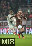 14.12.2024, Fussball 1. Bundesliga 2024/2025, 14. Spieltag, FC St. Pauli - Werder Bremen, im Millerntor-Stadion Hamburg. (L-R) Romano Schmid (Werder Bremen) gegen Jackson Irvine (FC St. Pauli)


