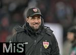 12.01.2025, Fussball 1. Bundesliga 2024/2025, 16. Spieltag, FC Augsburg - VfB Stuttgart, in der WWK-Arena Augsburg, Trainer Sebastian Hoene (Stuttgart) strahlt
 

