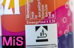 20.01.2025,  Softgetrnk, das beliebte Cola-Mischgetrnk SPEZI, das Original der Brauerei Paulaner,  Das Mehrwegflaschen-Logo mit dem Hinweis: Einwegpfand 0,25 EURO ist auf der Dose aufgedruckt.