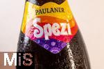 20.01.2025,  Softgetrnk, das beliebte Cola-Mischgetrnk SPEZI, das Original der Brauerei Paulaner,  Firmenlogo.