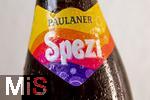 20.01.2025,  Softgetrnk, das beliebte Cola-Mischgetrnk SPEZI, das Original der Brauerei Paulaner,  Firmenlogo.