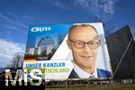 27.01.2025,  Die Deutsche Bundestagswahl am 23.2.2025 wirft ihre Schatten voraus,  Wahlplakate sumen die Strassen in Mindelheim im Unterallgu, hier ein Plakat der CSU mit dem Portrait vom Kanzlerkandidaten Friedrich Merz. UNSER KANZLER FR DEUTSCHLAND