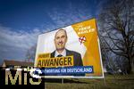 27.01.2025,  Die Deutsche Bundestagswahl am 23.2.2025 wirft ihre Schatten voraus,  Wahlplakate sumen die Strassen in Mindelheim im Unterallgu, hier ein Plakat der Freien Whler mit dem Portrait von Hubert Aiwanger (Verantwortung fr Deutschland)