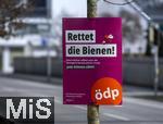 27.01.2025,  Die Deutsche Bundestagswahl am 23.2.2025 wirft ihre Schatten voraus,  Wahlplakate sumen die Strassen in Mindelheim im Unterallgu, hier ein Plakat der DP, Rettet die Bienen!