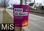 27.01.2025,  Die Deutsche Bundestagswahl am 23.2.2025 wirft ihre Schatten voraus,  Wahlplakate sumen die Strassen in Mindelheim im Unterallgu, hier ein Plakat der DP, Rettet die Bienen!