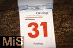 23.01.2025, Jahreskalender 2025 : Kalenderblatt 31. Oktober 2025, Feiertag Reformationstag / Halloween