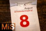 23.01.2025, Jahreskalender 2025 : Kalenderblatt 8. August 2025, Feiertag Augsburger Friedensfest