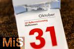 23.01.2025, Jahreskalender 2025 : Kalenderblatt 31. Oktober 2025, Feiertag Reformationstag / Halloween