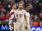 29.01.2025,  Fussball UEFA Championsleague 2024/2025: 8.Spieltag, FC Bayern Mnchen - Slovan Bratislava, in der Allianz-Arena Mnchen.  Thomas Mller (FC Bayern Mnchen), Harry Kane (FC Bayern Mnchen) und Kingsley Coman (FC Bayern Mnchen) nach dem Spiel.