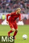 01.02.2025, Fussball 1. Bundesliga 2024/2025, 20. Spieltag,  FC Bayern Mnchen - Holstein Kiel, in der Allianz-Arena Mnchen. Konrad Laimer (FC Bayern Mnchen) am Ball 