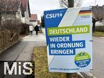 03.02.2025,  Die Deutsche Bundestagswahl am 23.2.2025 wirft ihre Schatten voraus,  Wahlplakate sumen die Strassen in Schwabmnchen (Bayern), hier ein Plakat der CSU: Deutschland wieder in Ordnung bringen, Bayern Stark in Deutschland.