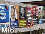 15.02.2025,  Die Deutsche Bundestagswahl am 23.2.2025 wirft ihre Schatten voraus,  Wahlplakate sumen die Strassen in Bad Wrishofen im Unterallgu, hier die Plakate der Parteien, AFD, Freie Whler, FDP, dp, SPD, CSU, die Grnen. 