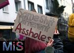 15.02.2024, Demonstration gegen AfD-Wahlkampfveranstaltung in Dsseldorf. Protestschild ?Same Shit Different Assholes?.