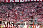 23.02.2025, Fussball 1. Bundesliga 2024/2025, 23. Spieltag,  FC Bayern Mnchen - Eintracht Frankfurt, in der Allianz-Arena Mnchen. Fans FC Bayern in ihrer Sdkurve zeigen ihre Fanschals.