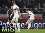 28.02.2025, Fussball 1. Bundesliga 2024/2025, 24. Spieltag,  VfB Stuttgart - FC Bayern Mnchen, in der MHP-Arena Stuttgart. Tor zum 1:0, Torschtze Angelo Stiller (VfB Stuttgart)

