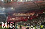 28.02.2025, Fussball 1. Bundesliga 2024/2025, 24. Spieltag,  VfB Stuttgart - FC Bayern Mnchen, in der MHP-Arena Stuttgart. Fan Choreografie der Bayern Fans zum 125-jhrigen Bestehen des Vereines.