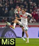 28.02.2025, Fussball 1. Bundesliga 2024/2025, 24. Spieltag,  VfB Stuttgart - FC Bayern Mnchen, in der MHP-Arena Stuttgart. v.li: Eric Dier (FC Bayern Mnchen) gegen Nick Woltemade (Stuttgart) 