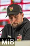 28.02.2025, Fussball 1. Bundesliga 2024/2025, 24. Spieltag,  VfB Stuttgart - FC Bayern Mnchen, in der MHP-Arena Stuttgart. Pressekonferenz nach dem Spiel, Trainer Sebastian Hoene (Stuttgart) 