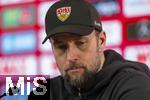 28.02.2025, Fussball 1. Bundesliga 2024/2025, 24. Spieltag,  VfB Stuttgart - FC Bayern Mnchen, in der MHP-Arena Stuttgart. Pressekonferenz nach dem Spiel, Trainer Sebastian Hoene (Stuttgart) 