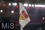 28.02.2025, Fussball 1. Bundesliga 2024/2025, 24. Spieltag,  VfB Stuttgart - FC Bayern Mnchen, in der MHP-Arena Stuttgart. Eckfahne mit dem Stuttgarter Vereinswappen. 