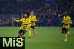 04.03.2025, Fussball UEFA Champions League 2024/2025, Achtelfinale, Borussia Dortmund - Lille OSC, im Signal-Iduna-Park, Karim Adeyemi (Borussia Dortmund) freut sich ber das Tor zum 1:0, Jamie Gittens (Borussia Dortmund)


