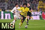 04.03.2025, Fussball UEFA Champions League 2024/2025, Achtelfinale, Borussia Dortmund - Lille OSC, im Signal-Iduna-Park, Ayyoub Bouaddi (OSC Lille), Karim Adeyemi (Borussia Dortmund)


