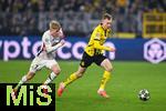 04.03.2025, Fussball UEFA Champions League 2024/2025, Achtelfinale, Borussia Dortmund - Lille OSC, im Signal-Iduna-Park, Hkon Haraldsson (OSC Lille), Maximilian Beier (Borussia Dortmund)


