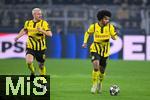 04.03.2025, Fussball UEFA Champions League 2024/2025, Achtelfinale, Borussia Dortmund - Lille OSC, im Signal-Iduna-Park, Julian Ryerson (Borussia Dortmund), Karim Adeyemi (Borussia Dortmund)


