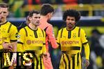 04.03.2025, Fussball UEFA Champions League 2024/2025, Achtelfinale, Borussia Dortmund - Lille OSC, im Signal-Iduna-Park, Pascal Gro (Borussia Dortmund), Torwart Gregor Kobel (Borussia Dortmund), Karim Adeyemi (Borussia Dortmund)


