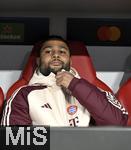 05.03.2025,  Fussball UEFA Champions League 2024/2025: Achtelfinale, FC Bayern Mnchen - Bayer 04 Leverkusen, in der Allianz-Arena Mnchen. Serge Gnabry (Bayern Mnchen) auf der Ersatzbank
  

