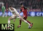 05.03.2025,  Fussball UEFA Champions League 2024/2025: Achtelfinale, FC Bayern Mnchen - Bayer 04 Leverkusen, in der Allianz-Arena Mnchen. (L-R) Leon Goretzka (Bayern Mnchen) gegen Exequiel Palacios (Bayer Leverkusen)
  

