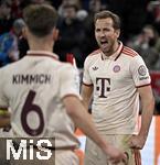 05.03.2025,  Fussball UEFA Champions League 2024/2025: Achtelfinale, FC Bayern Mnchen - Bayer 04 Leverkusen, in der Allianz-Arena Mnchen. Jubel FC Bayern Mnchen zum Tor zum 3:0 per Foulelfmeter, Torschtze Harry Kane (re., Bayern Mnchen)
  

