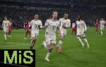 05.03.2025,  Fussball UEFA Champions League 2024/2025: Achtelfinale, FC Bayern Mnchen - Bayer 04 Leverkusen, in der Allianz-Arena Mnchen. Jubel FC Bayern Mnchen zum Tor zum 3:0 per Foulelfmeter, Torschtze Harry Kane (mi., Bayern Mnchen)
  

