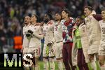 05.03.2025,  Fussball UEFA Championsleague 2024/2025: Achtelfinale, FC Bayern Mnchen - Bayer Leverkusen, in der Allianz-Arena Mnchen.  Schlussjubel, Leroy Sane (Bayern Mnchen), Jamal Musiala (FC Bayern Mnchen), Alphonso Davies (FC Bayern Mnchen), Michael Olise (FC Bayern Mnchen), Hiroki Ito (FC Bayern Mnchen), Serge Gnabry (FC Bayern Mnchen), Leon Goretzka (FC Bayern Mnchen), 