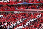 08.03.2025, Fussball 1. Bundesliga 2024/2025, 25. Spieltag,  FC Bayern Mnchen - VfL Bochum, in der Allianz-Arena Mnchen. Groe Choreografie zum 125 Jhrigen Vereinsjubilum ber das ganze Stadionrund, auch wie hier am Ehrengastbereich.