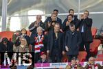 08.03.2025, Fussball 1. Bundesliga 2024/2025, 25. Spieltag,  FC Bayern Mnchen - VfL Bochum, in der Allianz-Arena Mnchen. Freude nach einem Treffer bei Ehren-Prsident Uli Hoene (FC Bayern Mnchen, Hoeness), Geschftsfhrer Michael Diederich (FC Bayern Mnchen), Sportvorstand Max Eberl (Bayern Mnchen), Vorstandsvorsitzender Jan-Christian Dreesen (FC Bayern Mnchen), Prsident Herbert Hainer (FC Bayern) auf der Ehrentribne 