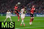 11.03.2025, Fussball UEFA Champions League 2024/2025, Achtelfinale, Bayer 04 Leverkusen - FC Bayern Mnchen, in der BayArena, Arthur (Bayer Leverkusen), Joshua Kimmich (FC Bayern Mnchen), Patrik Schick (Bayer Leverkusen)


