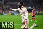 11.03.2025, Fussball UEFA Champions League 2024/2025, Achtelfinale, Bayer 04 Leverkusen - FC Bayern Mnchen, in der BayArena, Alphonso Davies (FC Bayern Mnchen) freut sich ber das Tor zum 0:2, 


